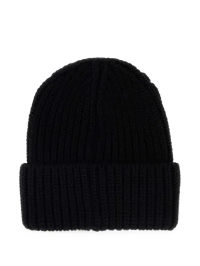 RIBBED-KNIT LOGO-PATCH BEANIE HAT