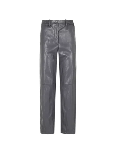 ELASTICATED-WAISTBAND FAUX-LEATHER TROUSERS
