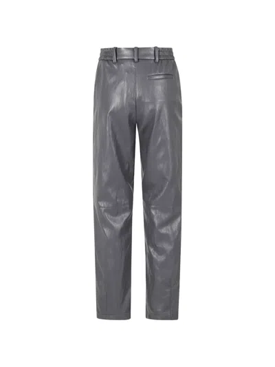 ELASTICATED-WAISTBAND FAUX-LEATHER TROUSERS