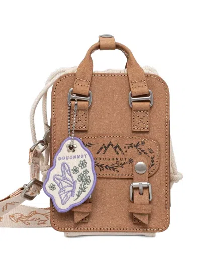 MACAROON TINY BUCKET BUCKLE-DETAIL LOGO-PRINT MINI MESSENGER BAG