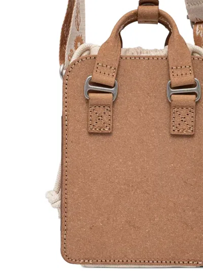 MACAROON TINY BUCKET BUCKLE-DETAIL LOGO-PRINT MINI MESSENGER BAG