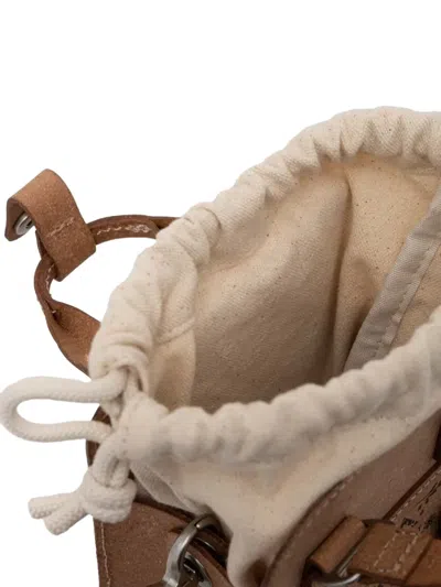 MACAROON TINY BUCKET BUCKLE-DETAIL LOGO-PRINT MINI MESSENGER BAG