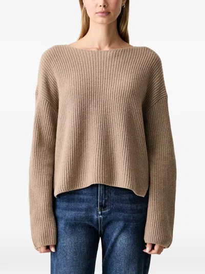 RIBBED-KNIT BOAT-NECK SWEATER