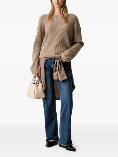 RIBBED-KNIT BOAT-NECK SWEATER
