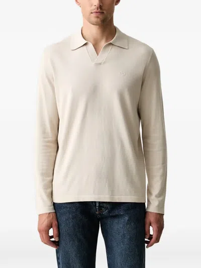 LOGO-EMBROIDERED FINE-KNIT V-NECK TOP