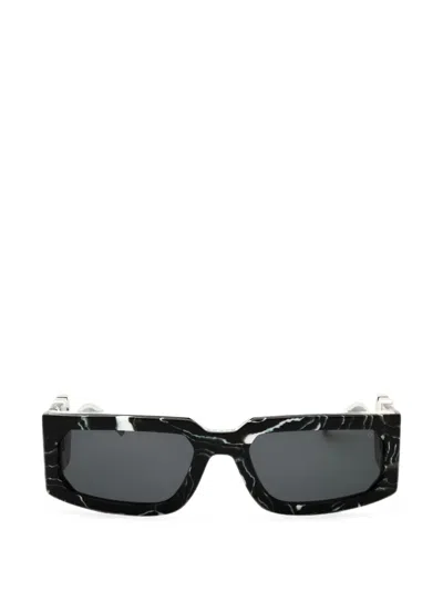 MARBLE-PATTERN RECTANGLE-FRAME SUNGLASSES