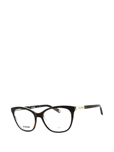 TORTOISESHELL-EFFECT CAT-EYE FRAME GLASSES
