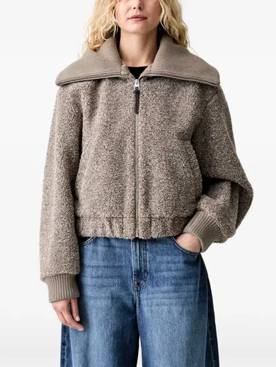 BRUSHED-EFFECT ZIP-UP JACKET