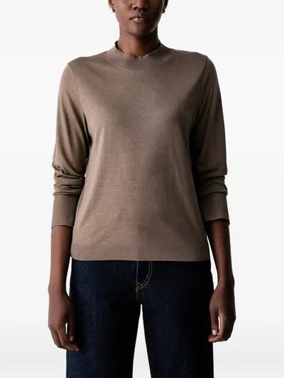 RIBBED MOCK-NECK LONG-SLEEVE TOP