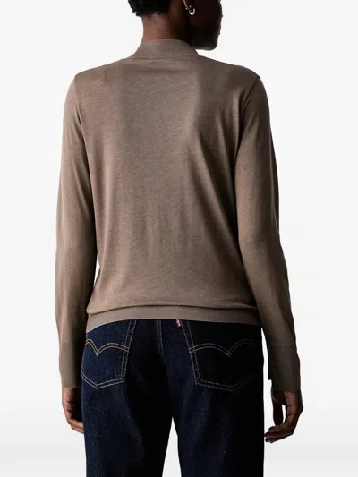 RIBBED MOCK-NECK LONG-SLEEVE TOP