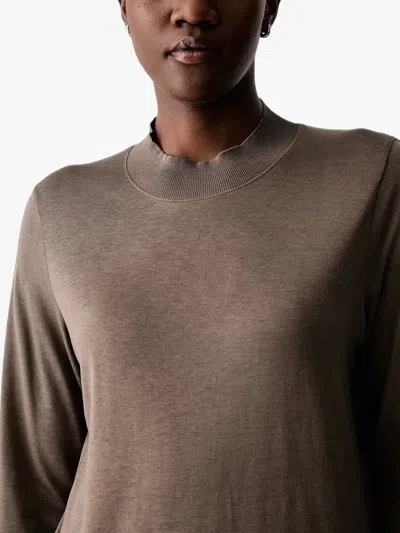 RIBBED MOCK-NECK LONG-SLEEVE TOP