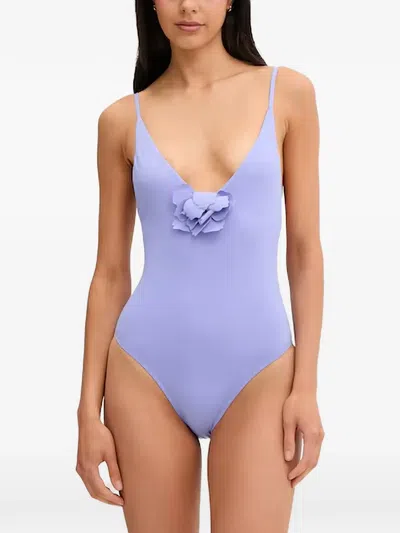 FLORAL-APPLIQUE SWIMSUIT