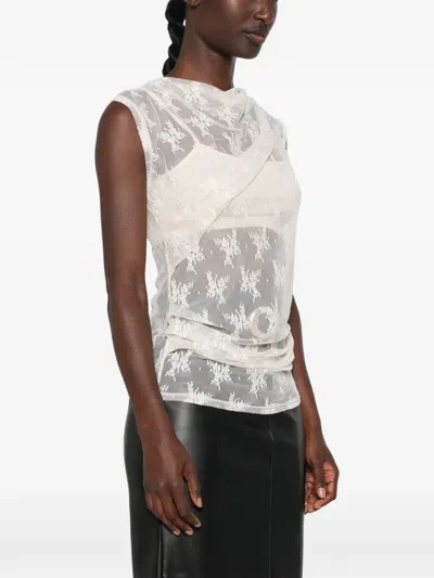 FLORAL-LACE DRAPED TOP