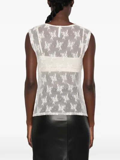 FLORAL-LACE DRAPED TOP
