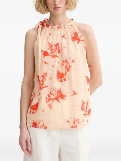 FLORAL-PRINT HALTERNECK TOP