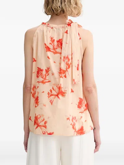 FLORAL-PRINT HALTERNECK TOP