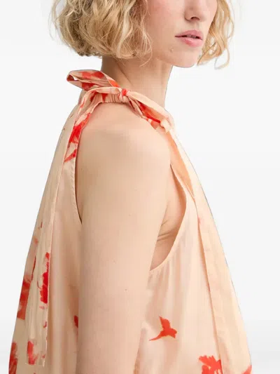 FLORAL-PRINT HALTERNECK TOP