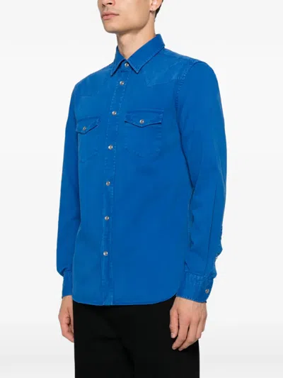 PEACH TWILL WESTERN-STYLE PRESS-STUD SHIRT