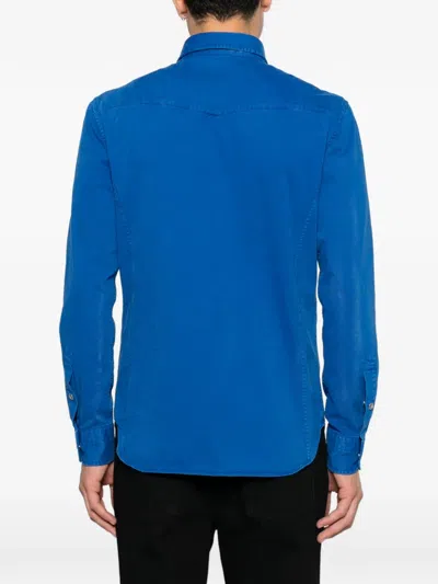 PEACH TWILL WESTERN-STYLE PRESS-STUD SHIRT