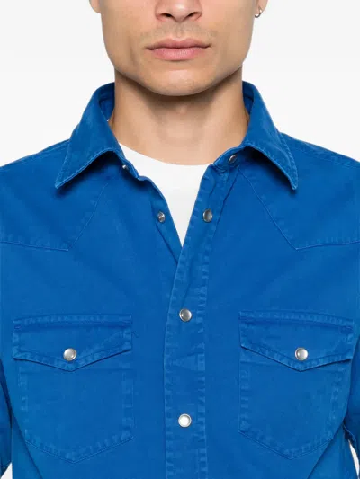 PEACH TWILL WESTERN-STYLE PRESS-STUD SHIRT
