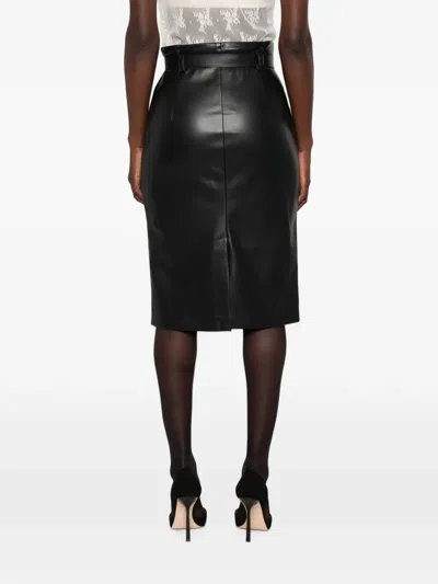 BELTED FAUX-LEATHER SKIRT