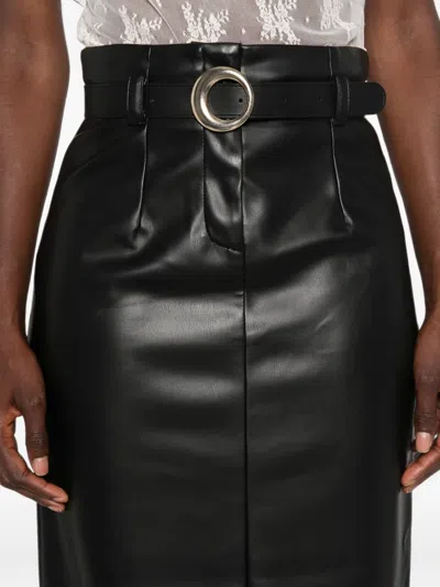 BELTED FAUX-LEATHER SKIRT