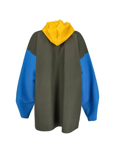 Pre-owned Comme Des Garçons Colour-block Hooded Coat In Green