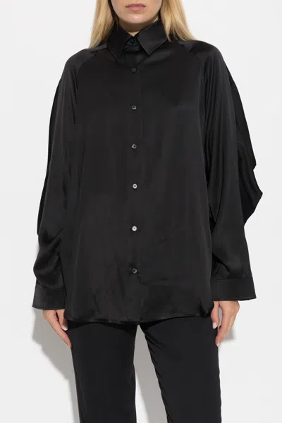 Balmain Oversized Silk Shirt In Black