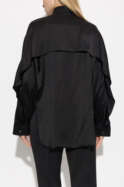 Balmain Oversized Silk Shirt In Black