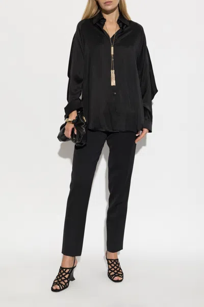 Balmain Oversized Silk Shirt In Black
