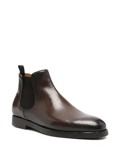 Officine Creative Elasticated-panel Leather Boots In Brown