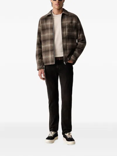 Marc O'polo Check-pattern Zip-up Jacket In Brown
