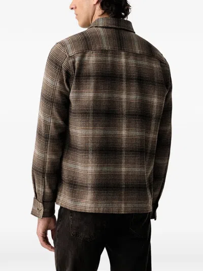 Marc O'polo Check-pattern Zip-up Jacket In Brown