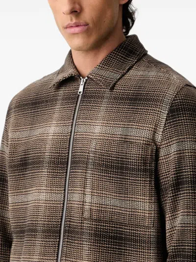 Marc O'polo Check-pattern Zip-up Jacket In Brown