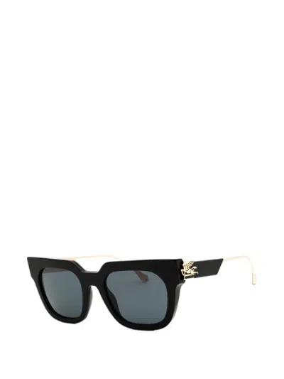 Etro Pegaso-embellishment Rectangular-frame Sunglasses In Black