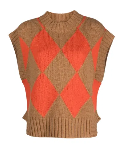 La Doublej Pullunder Mit Argyle-muster In Brown