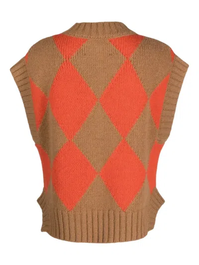 La Doublej Pullunder Mit Argyle-muster In Brown