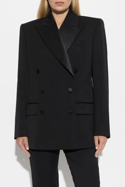 Balmain Double-breasted Wool Blazer In Black