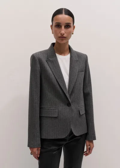Me+em Short Sharp Shoulder Blazer Grey Multi In Multi