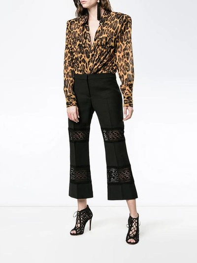 Shop Alexander Mcqueen Lace Insert Cropped Trousers In Black