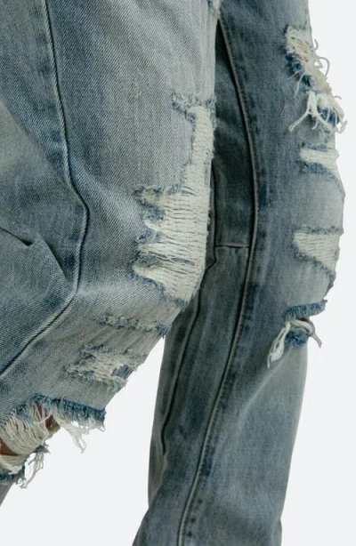 Mnml Distressed Flared Jeans In Blue