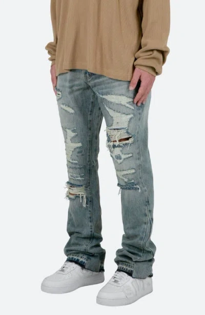 Mnml Distressed Flared Jeans In Blue