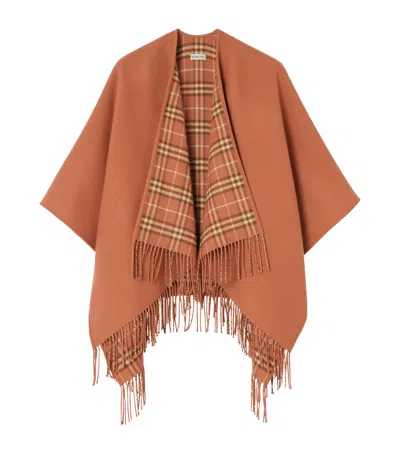 Burberry Wool Reversible Check Cape In Multi