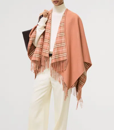 Burberry Wool Reversible Check Cape In Multi