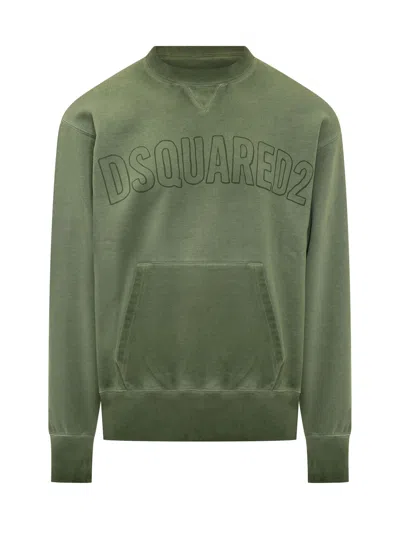 Dsquared2 Long Fit Military Knit Pullover In Green