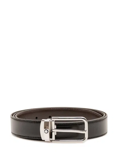 Montblanc Rectangular-buckle Leather Belt In Black/brown