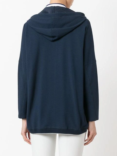 Shop Fay Zipped Drawstring Hoodie In Blue