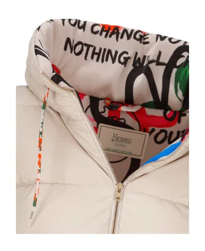 Herno Globe Oversize Padded Bomber Jacket In White