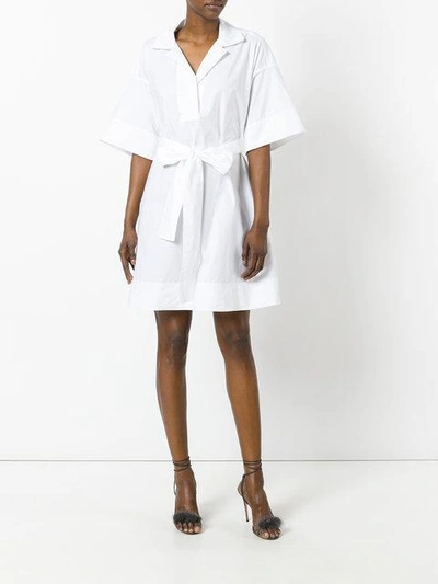 Shop Paule Ka Wide-arm Shirt Dress In White