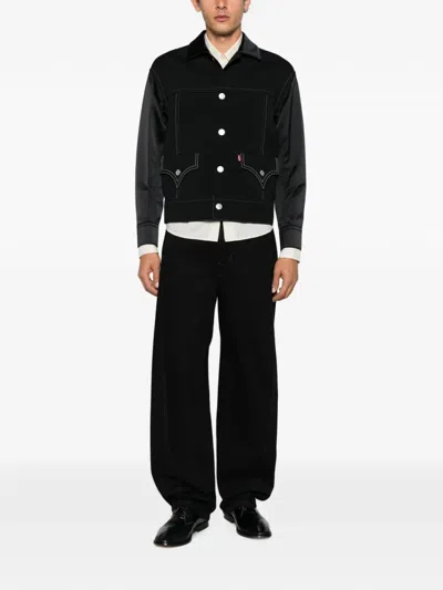 Junya Watanabe Black Drill Jacket With Wool Lining In Black